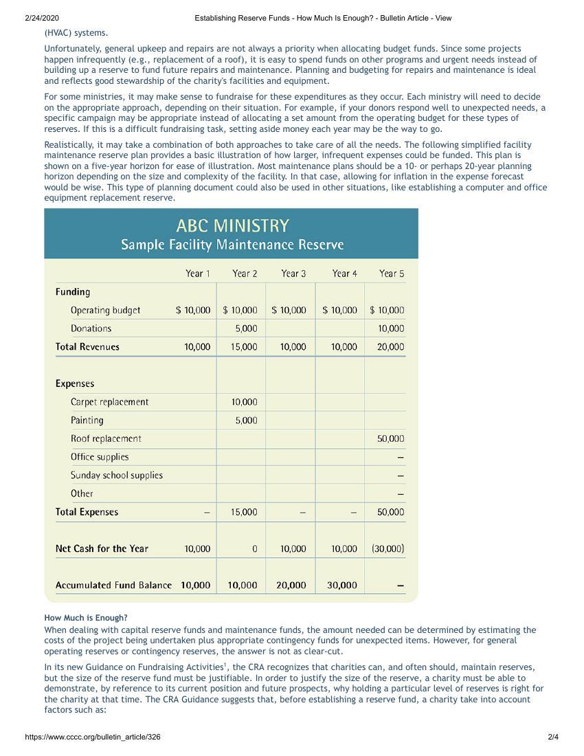 CCCC Establishing Reserve Funds   How Much Is Enough